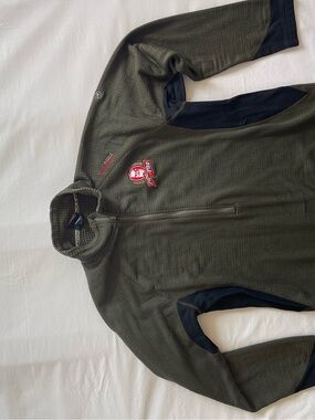 Aigle Actimum Polartec Grid Fleece Mens Quarter Zip Pullover Olive Green Jacket